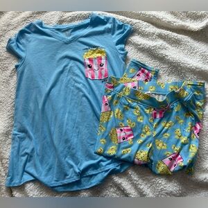 justice rare HTF popcorn short pajama set size 20